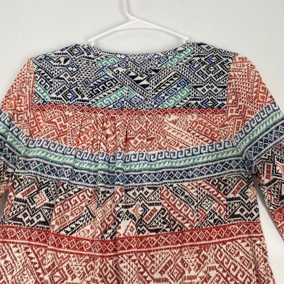 Lucky Brand Women's Size M Peasant Blouse Multicolor Stretch Long Sleeve Casual - Picture 5 of 16